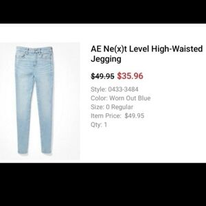American Eagle Outfitters Next Level High-Waisted Jegging - Worn Out Blue size 0